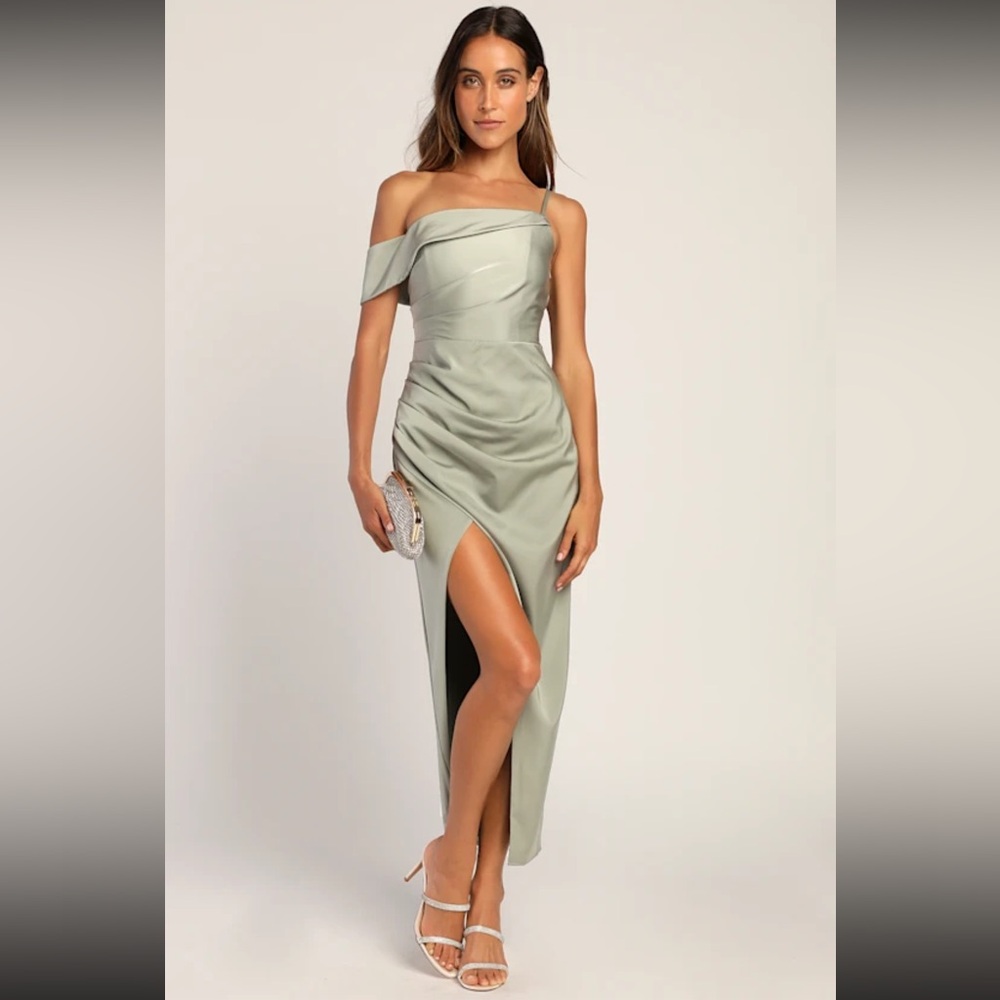Lulus Asymmetrical off the shoulder Tulip Midi